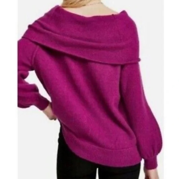 Free People Echo Beach Cowl Neck Wool Blend Sweater In Magenta Size S - Picture 4 of 15